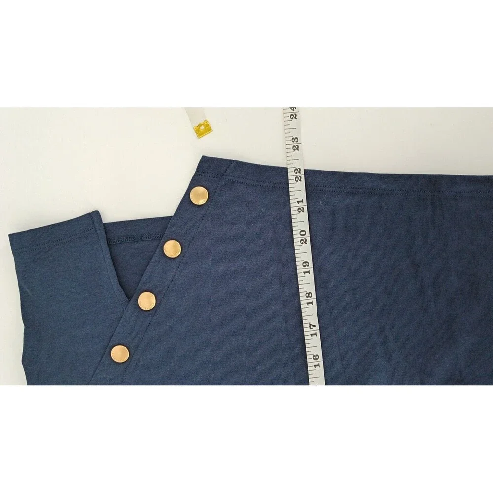 MICHAEL Michael Kors Navy Gold Button Detail Top M | Luxe Minimalist